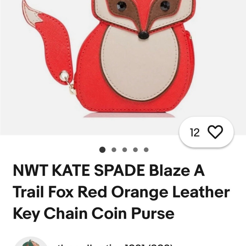 Kate Spade Red and Cream Fox Keychain